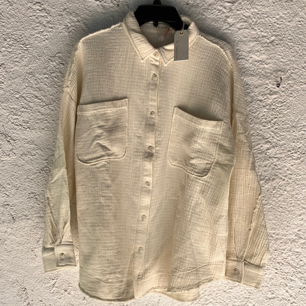 By Together Woven Button Down Nwt - image 1